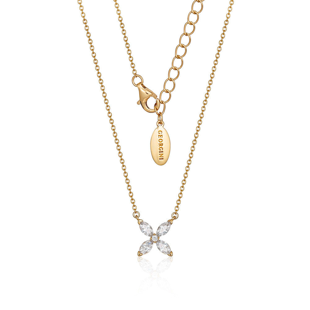 Georgini Heirloom Gold Plated Sterling Silver Zirconia Favoured Pendant On Chain