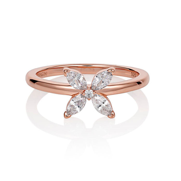 Georgini Heirloom Rose Gold Plated Sterling Silver Zirconia Favoured Ring