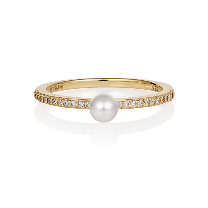 Georgini Heirloom Gold Plated Sterling Silver Fresh Water Pearl Cherished Ring