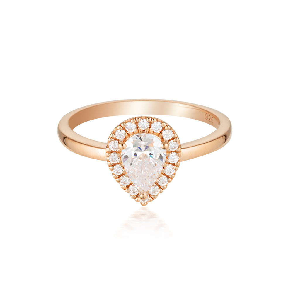 Georgini Luxe Rose Gold Plated Sterling Silver Zirconia Splendore Ring