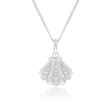 Load image into Gallery viewer, Sterling Silver Zirconia Clam Shell Pendant