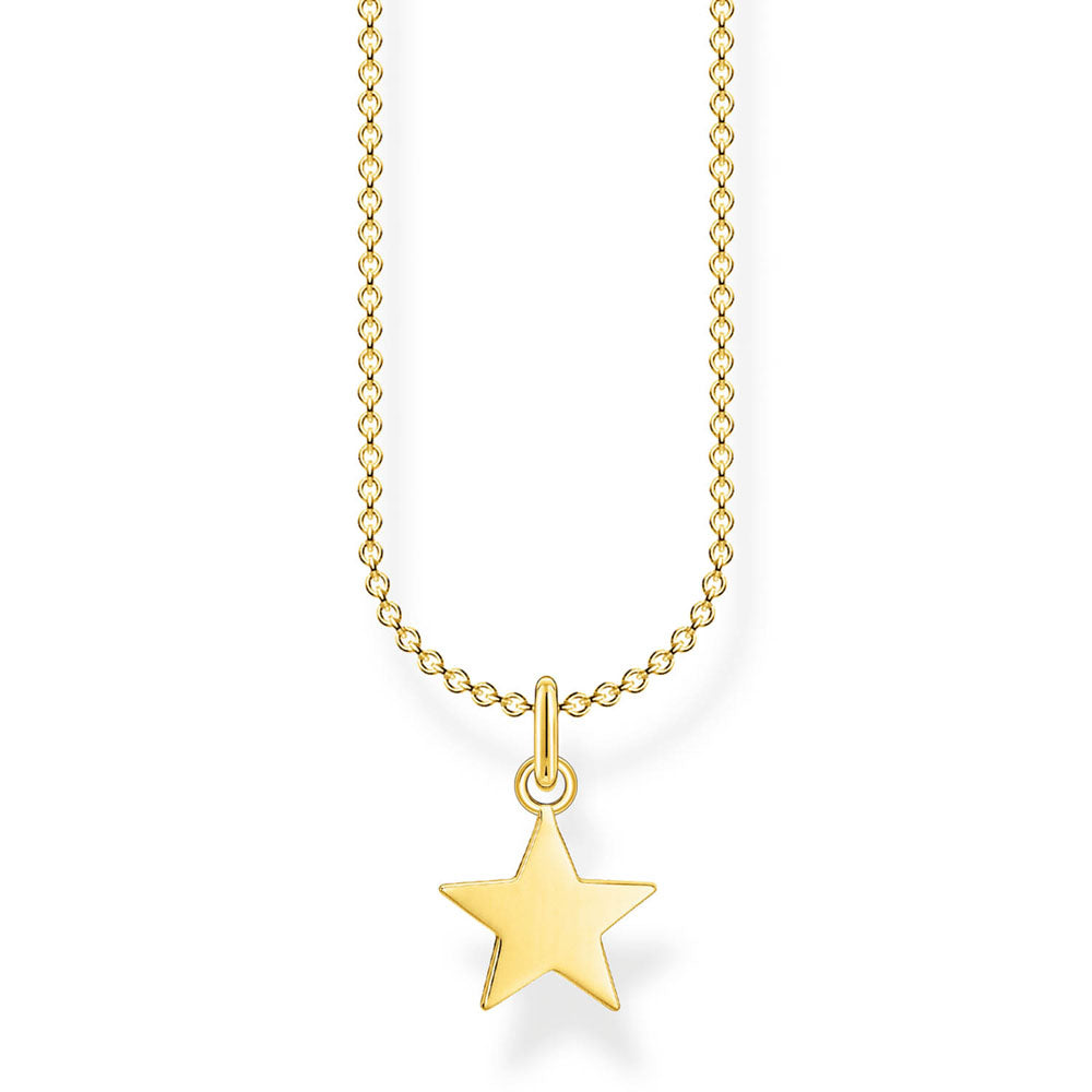 Sterling Silver Gold Plated Thomas Sabo Charm Club Star Necklace 38-45cm