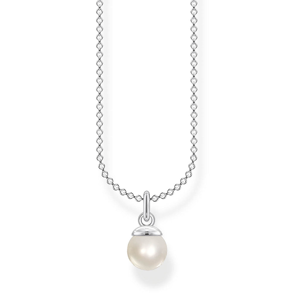 Sterling Silver Thomas Sabo Charm Club Fresh Water Pearl Necklace 38-45cm