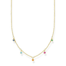 Load image into Gallery viewer, Gold Plated Sterling Silver Thomas Sabo Charm Club Coloured Zirconia Necklace 40-45cm