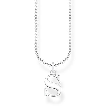 Sterling Silver Thomas Sabo Charm Club "S" Initial Necklace 38-45cm