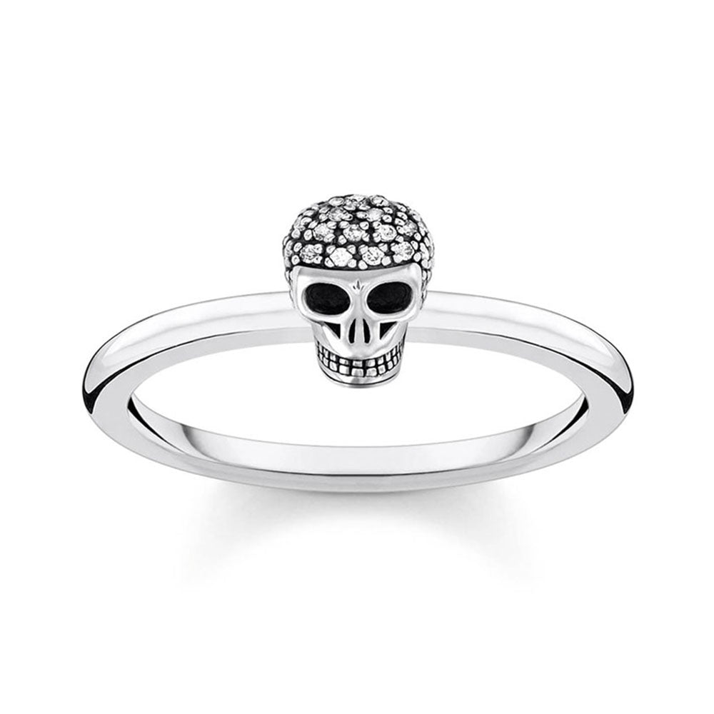 Sterling Silver thomas Sabo Charm Club Mini Skull Zirconia Ring