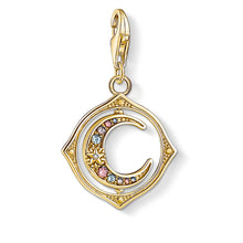 Load image into Gallery viewer, Gold Plated Sterling Silver Thomas Sabo Charm Club Zirconia Rotating Moon Charm