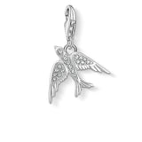 Sterling Silver Thomas Sabo Charm Club Zirconia Swallow Charm