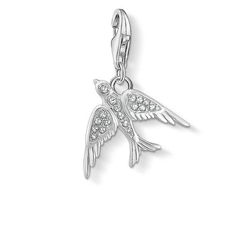 Sterling Silver Thomas Sabo Charm Club Zirconia Swallow Charm