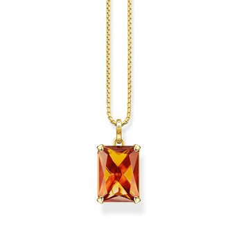 Gold Plated Sterling Silver Thomas Sabo Magic Stone Cognac Necklace 45-50cm