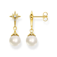 Load image into Gallery viewer, Gold Plated Sterling Silver Thomas Sabo Magic Star Fresh Water Pearl Earrings