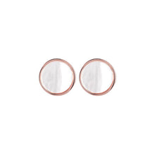 Load image into Gallery viewer, Bronzallure Rose Gold Plated Alba White Mother of Pearl 10mm Disc Stud Earrings