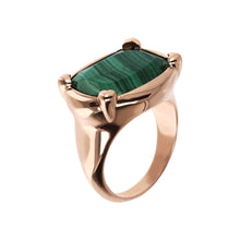 Load image into Gallery viewer, Bronzallure Rose Gold Plated Incanto Green Malachite Ring - No Resize