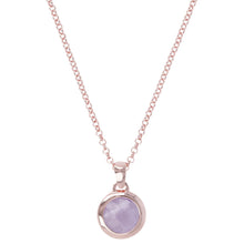 Load image into Gallery viewer, Bronzallure Rose Gold Plated Faceted Amethyst Necklace 45.7cm