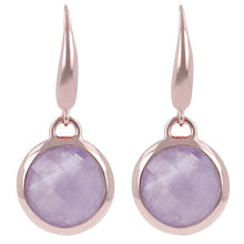 Load image into Gallery viewer, Bronzallure Rose Gold Plated Faceted Amethyst Hook Earrings