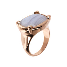 Load image into Gallery viewer, Bronzallure Rose Gold Plated Incanto Blue Lace Agate Ring - No Resize