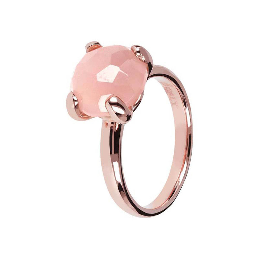 Bronzallure Rose Gold Plated Felicia Rose Quartz Ring No Resize