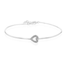Load image into Gallery viewer, Sterling Silver Zirconia Heart Extender Bangle