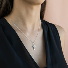 Load image into Gallery viewer, Sterling Silver 20mm Stardust Cross Pendant