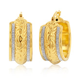 Sterling Silver Gold Plated Stardust Fancy Patterned Hoops
