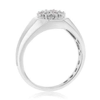 14 Brilliant Cut Diamonds Gents Ring in Sterling Silver