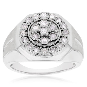 Brilliant Cut Diamonds Gents Ring in Sterling Silver