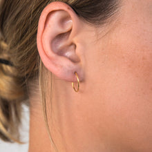 Load image into Gallery viewer, Gold Plated Sterling Silver Plain 16mm Sleeper Earrings