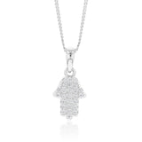Sterling Silver Cubic Zirconia Hamsa Pendant
