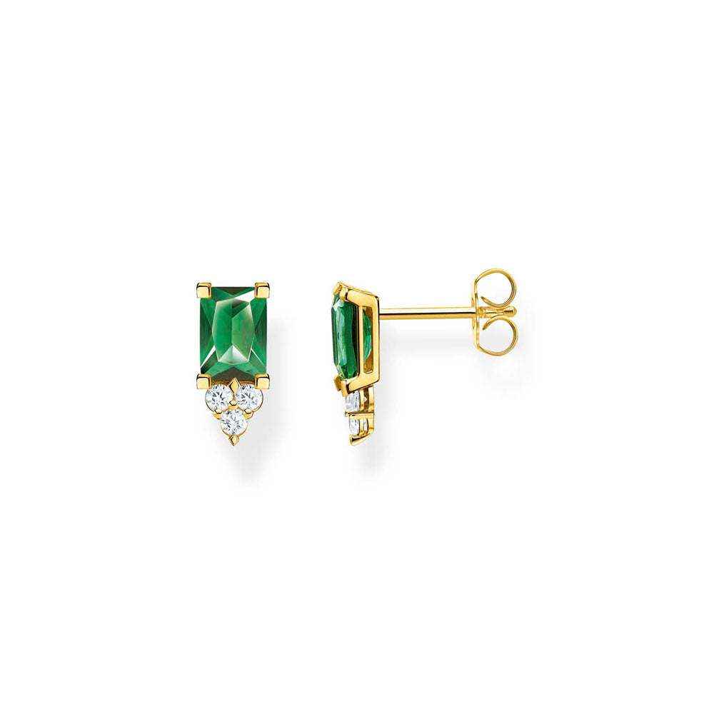 Thomas Sabo Gold Plated Sterling Silver Magic Stone Green Stud Earrings
