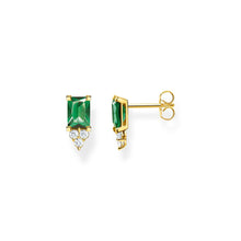 Load image into Gallery viewer, Thomas Sabo Gold Plated Sterling Silver Magic Stone Green Stud Earrings