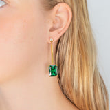 Thomas Sabo Gold Plated Sterling Silver Magic Stone Green Drop Earrings
