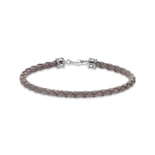 Load image into Gallery viewer, Thomas Sabo Sterling Silver Rebel Grey Braided Leather 17cm Bracelet