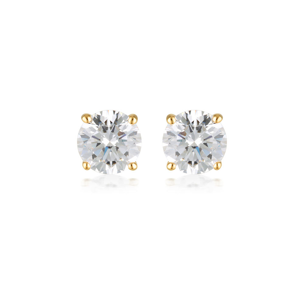 Georgini Gold Plated Sterling Silver 5mm Clear Round Stud Earrings