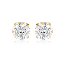 Load image into Gallery viewer, Georgini Gold Plated Sterling Silver Clear Round 7mm Stud Earrings