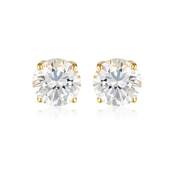 Georgini Gold Plated Sterling Silver Clear Round 7mm Stud Earrings