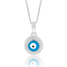 Load image into Gallery viewer, Sterling Silver Cubic Zirconia Evil Eye In Circle Pendant