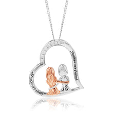 Load image into Gallery viewer, Sterling Silver And Rose Gold Plated Cubic Zirconia Engraved Heart Sister Pendant