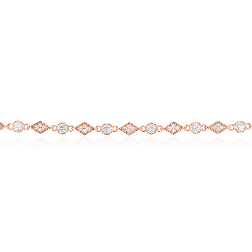 Rose Gold Plated Cubic Zirconia Fancy Choker Chain