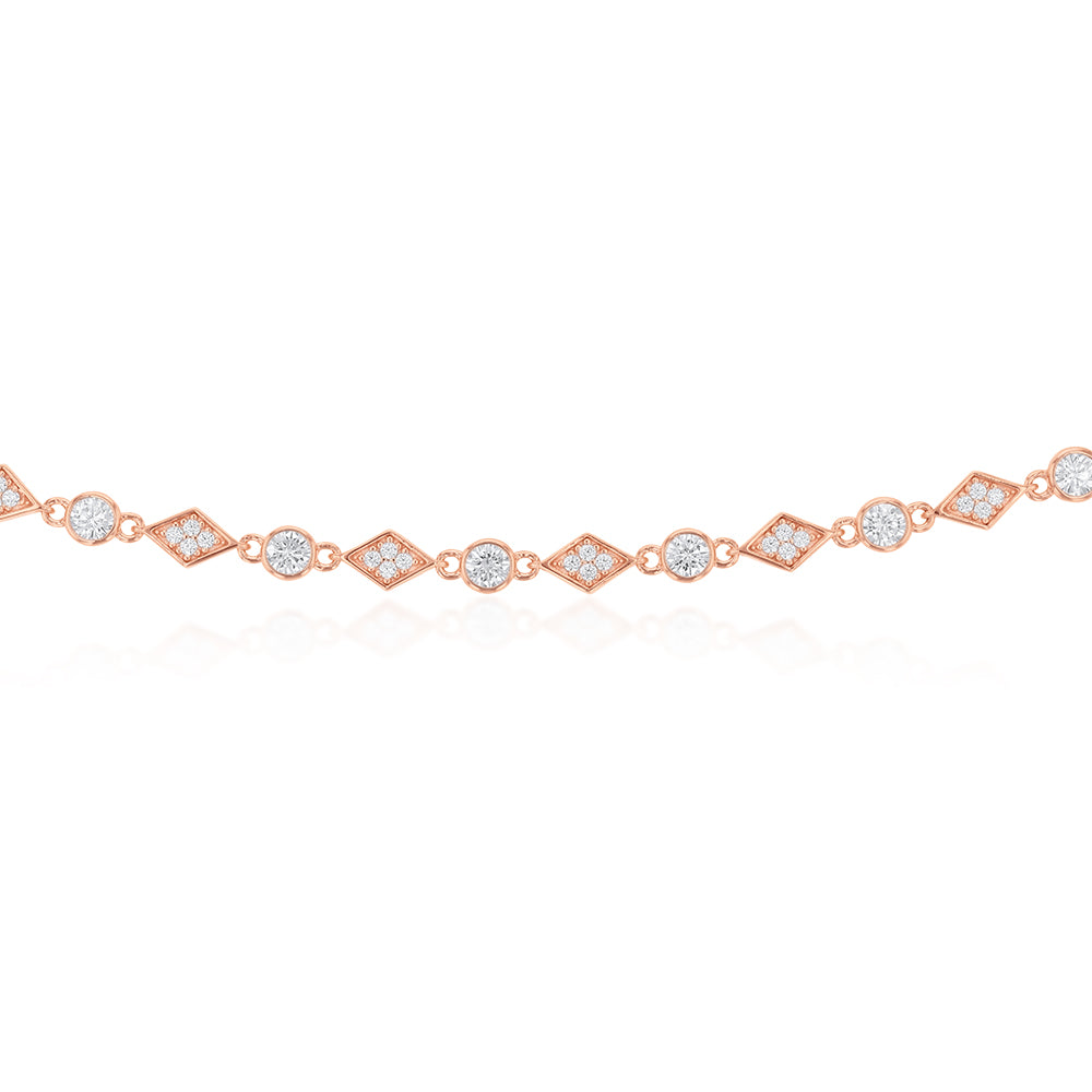 Rose Gold Plated Cubic Zirconia Fancy Choker Chain