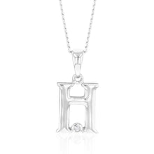 Load image into Gallery viewer, Silver Pendant Initial H set with Diamond