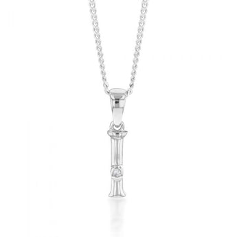 Silver Pendant Initial I set with Diamond
