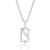 Silver Pendant Initial N set with Diamond
