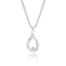 Load image into Gallery viewer, Silver Pendant Initial O set with Diamond