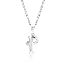 Load image into Gallery viewer, Silver Pendant Initial P set with Diamond