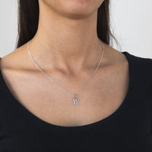 Load image into Gallery viewer, Silver Pendant Initial W set with Diamond