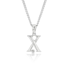 Load image into Gallery viewer, Silver Pendant Initial X set with Diamond