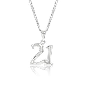 Sterling Silver Number 21 Pendant with Natural Diamond