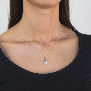 Sterling Silver Number 21 Pendant with Natural Diamond