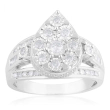 Load image into Gallery viewer, Sterling Silver 1 Carat Diamond Pear Shaped Dress Ring