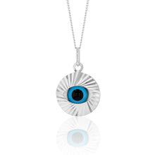 Load image into Gallery viewer, Sterling Silver Rhodium Plated Large Evil Eye Pendant